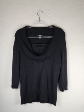 Alfani 3/4 Sleeve Sweater XL Black Silk Blend With Built In Lacy Cami